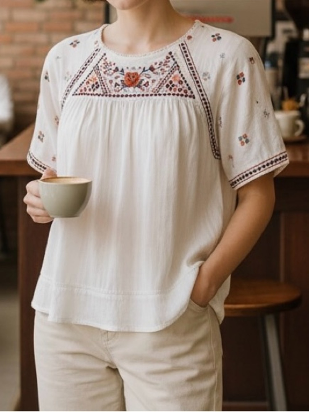 Knox Rose white embroidered small top